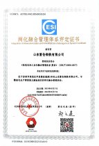 两化融合治理系统评定证书