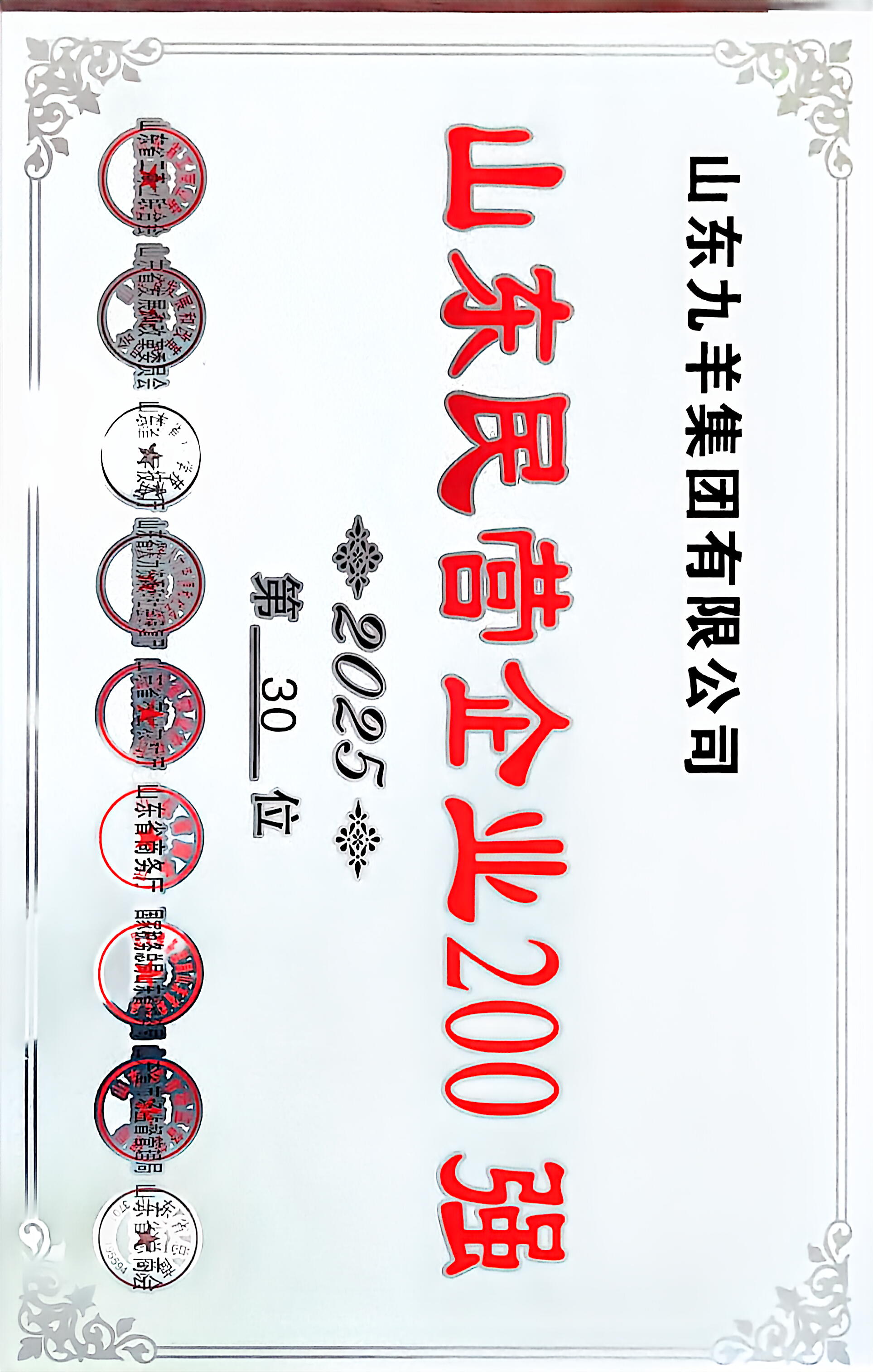 ML·米兰2025年度山东民营企业200强 第30名
